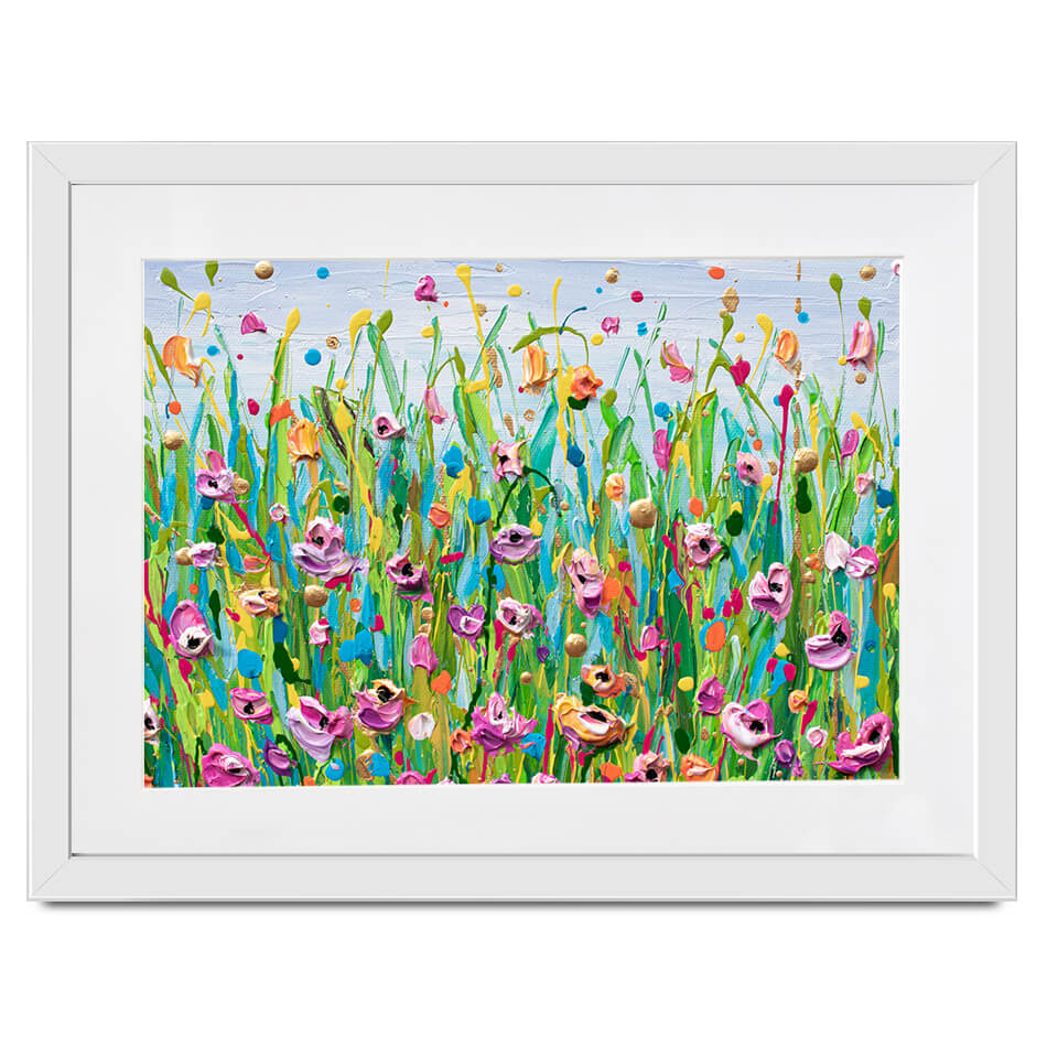 Pink Dotted Flowers Framed Art Print Pink Dotted Flowers Framed Art Print wall art product Olga Tkachyk