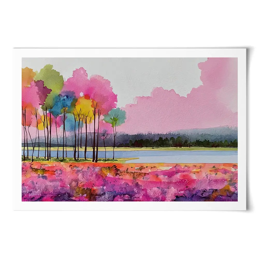 Pink Lake View Art Print Pink Lake View Art Print wall art product David Alexander Elder