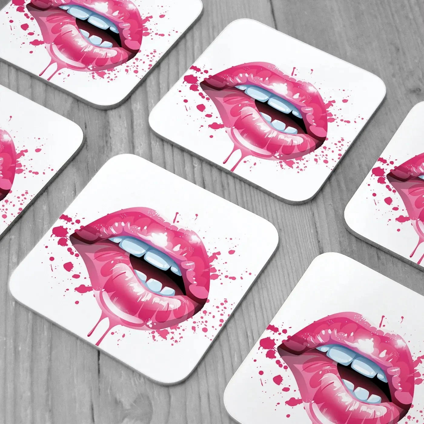 Pink Lips Coaster Set Pink Lips Coaster Set wall art product KenoKickit / Shutterstock