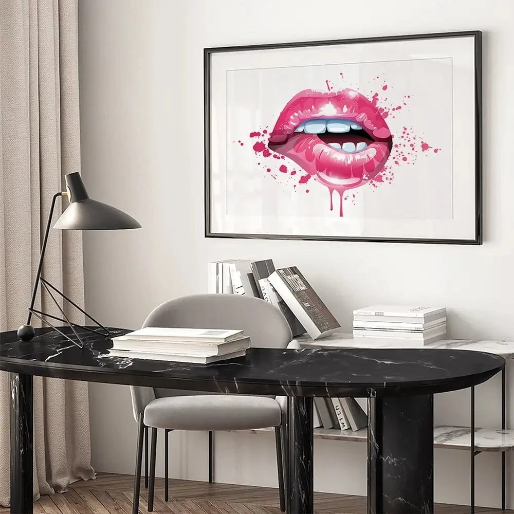Pink Lips Framed Art Print Pink Lips Framed Art Print wall art product KenoKickit / Shutterstock