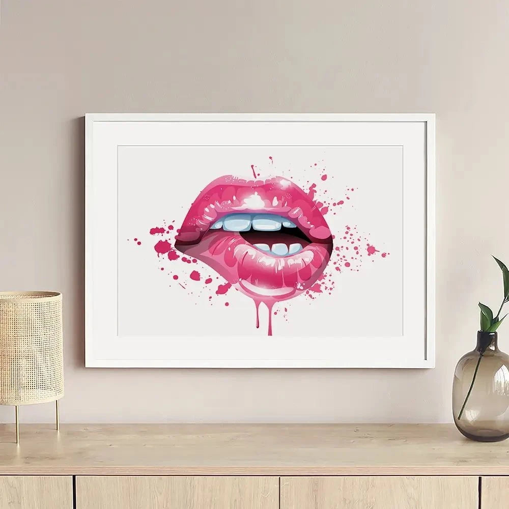 Pink Lips Framed Art Print Pink Lips Framed Art Print wall art product KenoKickit / Shutterstock