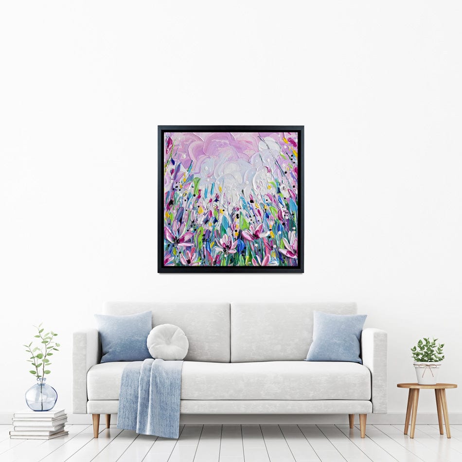 Pink Meadow 2 Square Canvas Print wall art product Olga Tkachyk