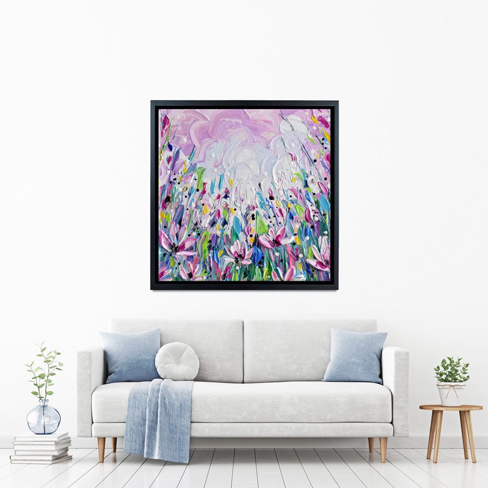 Pink Meadow 2 Square Canvas Print wall art product Olga Tkachyk