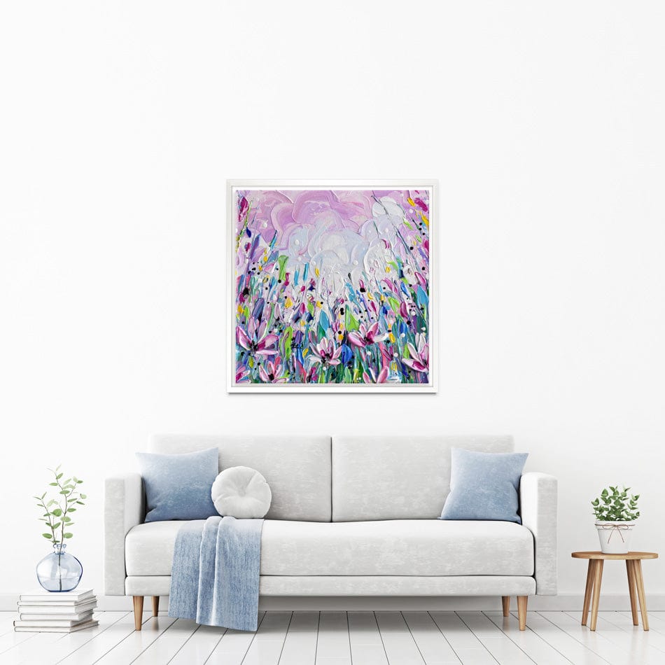 Pink Meadow 2 Square Canvas Print wall art product Olga Tkachyk