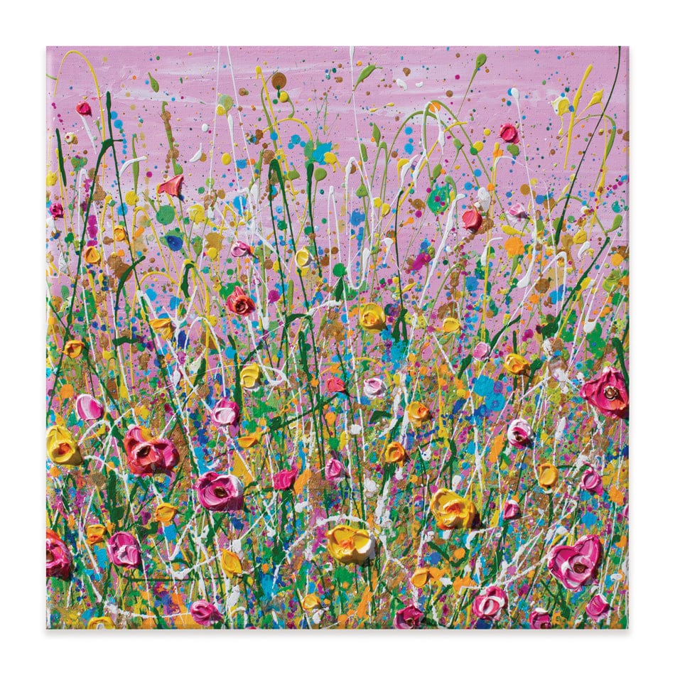 Pink Meadow Square Canvas Print wall art product Olga Tkachyk