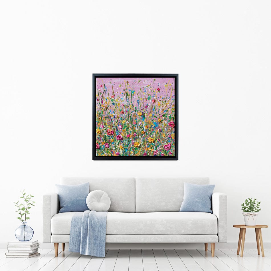 Pink Meadow Square Canvas Print wall art product Olga Tkachyk