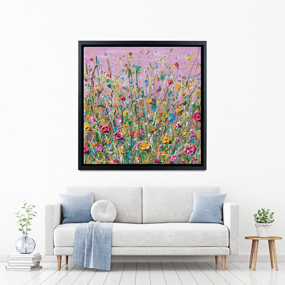 Pink Meadow Square Canvas Print wall art product Olga Tkachyk