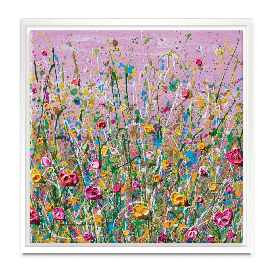 Pink Meadow Square Canvas Print wall art product Olga Tkachyk