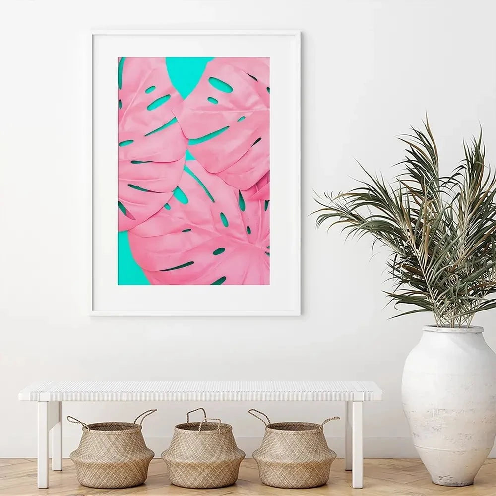 Pink Monstera Framed Art Print Pink Monstera Framed Art Print wall art product Art Print Shop