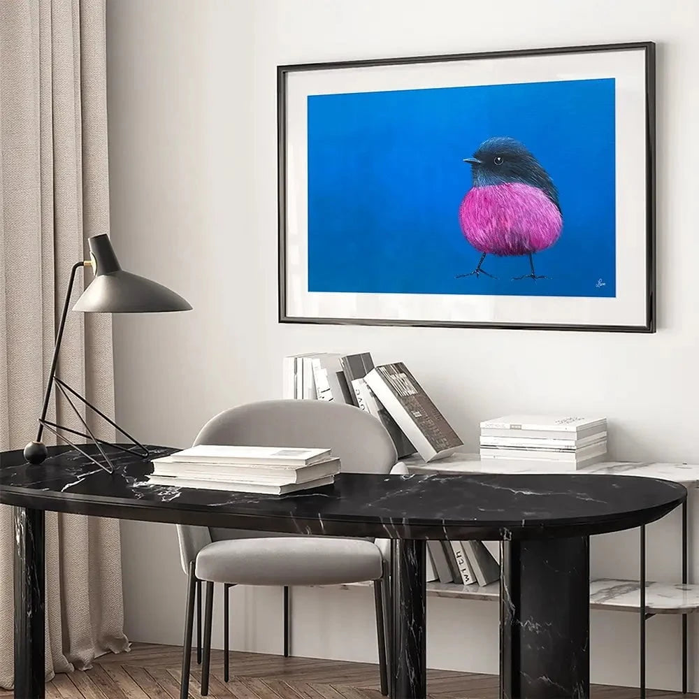 Pink Robin Framed Art Print Pink Robin Framed Art Print wall art product Laure Bury