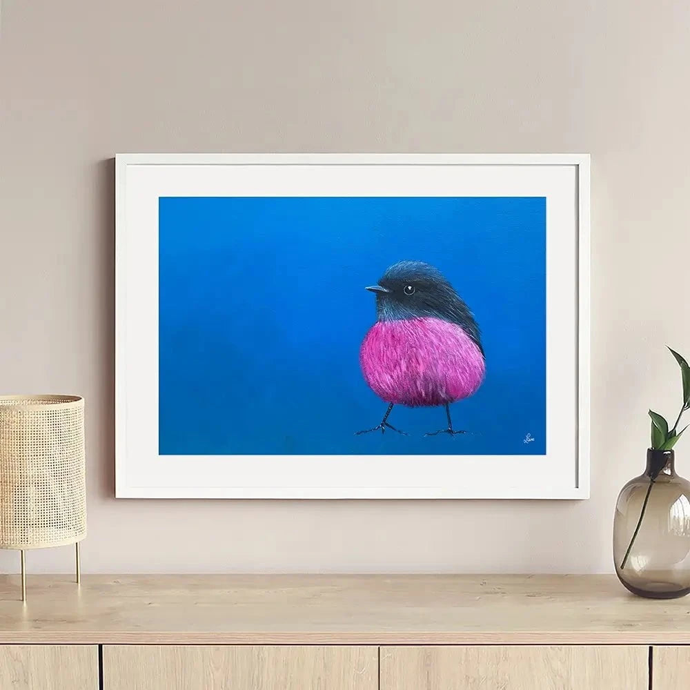 Pink Robin Framed Art Print Pink Robin Framed Art Print wall art product Laure Bury