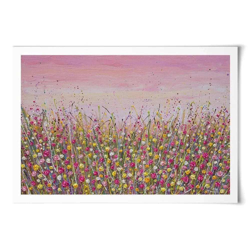 Pink Sky Flower Field Art Print Pink Sky Flower Field Art Print wall art product Olga Tkachyk