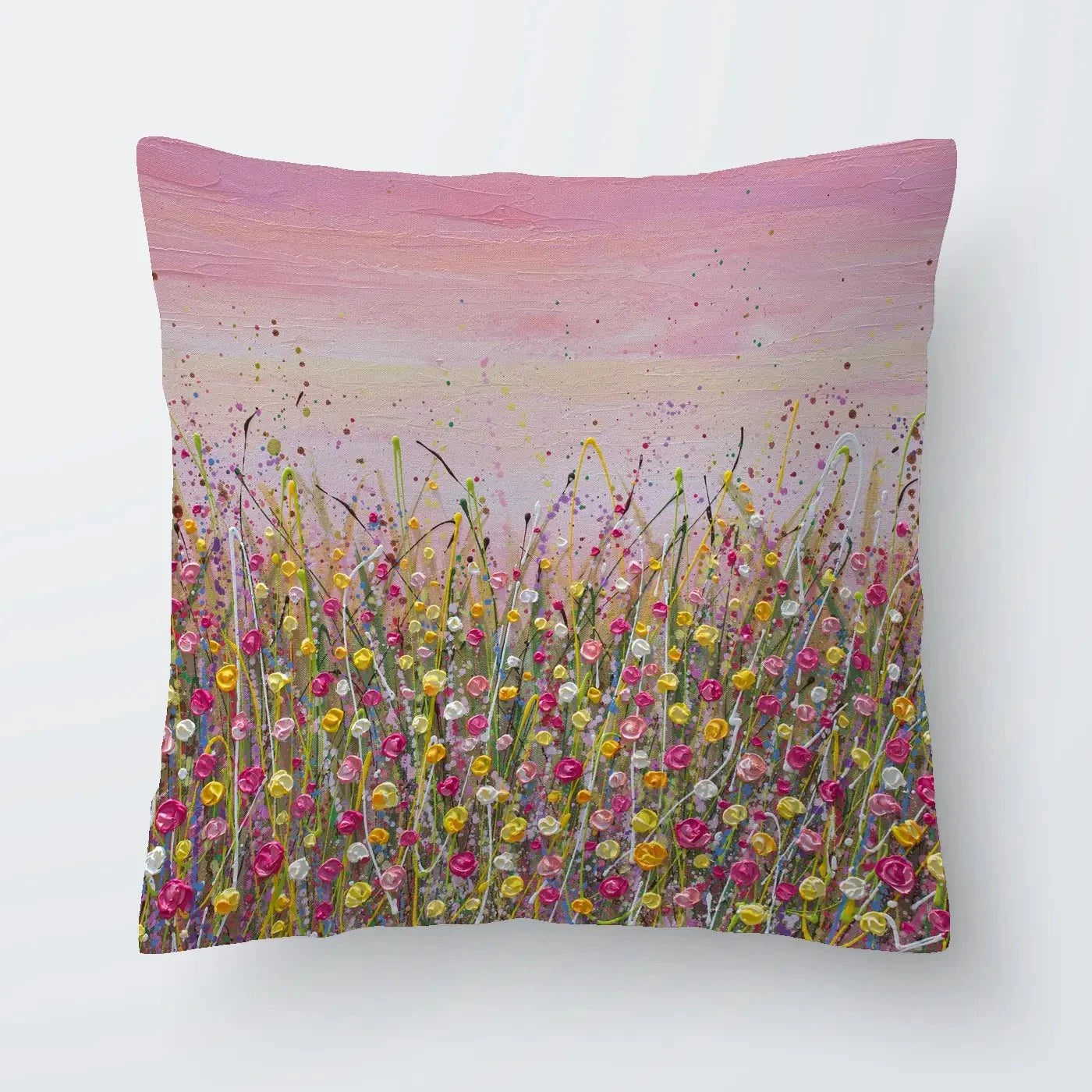 Pink Sky Flower Field Cushion Pink Sky Flower Field Cushion wall art product Olga Tkachyk