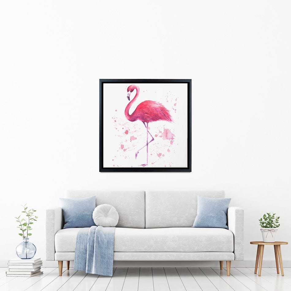 Pink Watercolour Flamingo Square Canvas Print wall art product olgers / Shutterstock