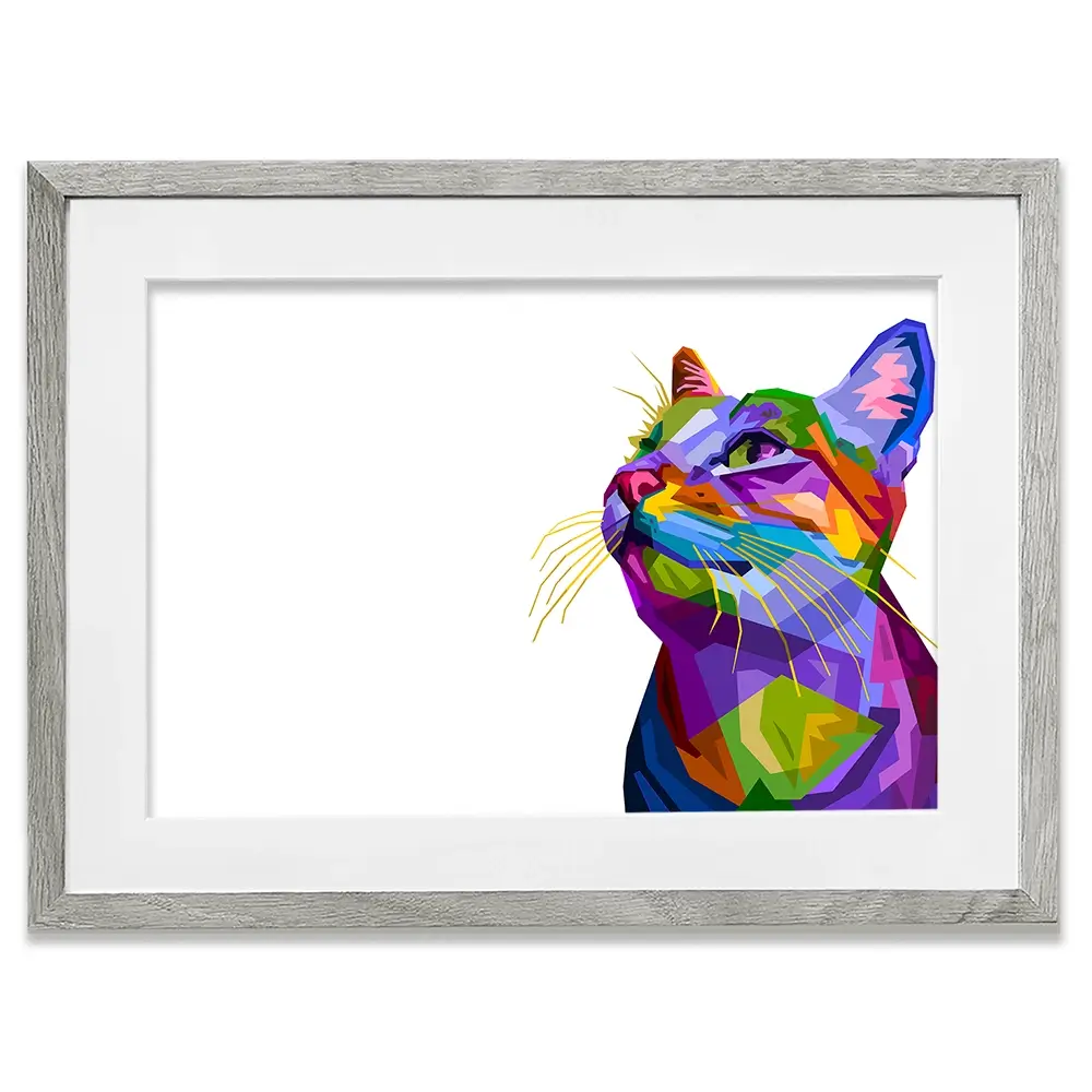 Pop Art Cat Framed Art Print Pop Art Cat Framed Art Print wall art product rainbow zoo / Shutterstock
