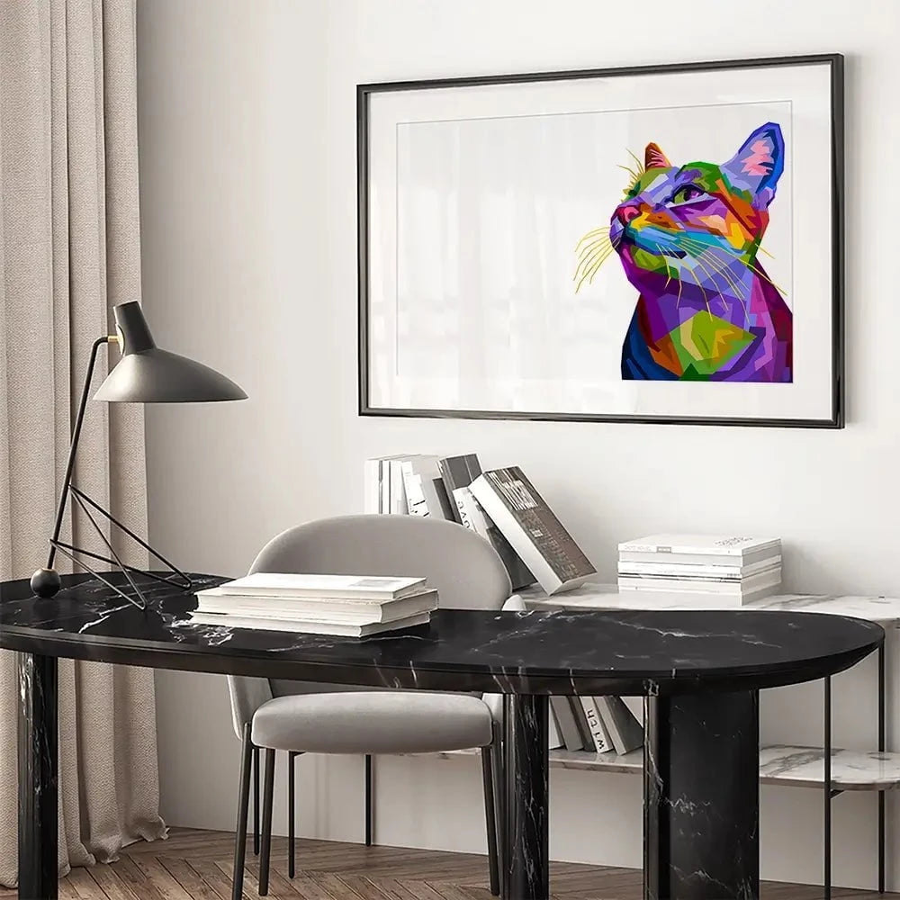Pop Art Cat Framed Art Print Pop Art Cat Framed Art Print wall art product rainbow zoo / Shutterstock
