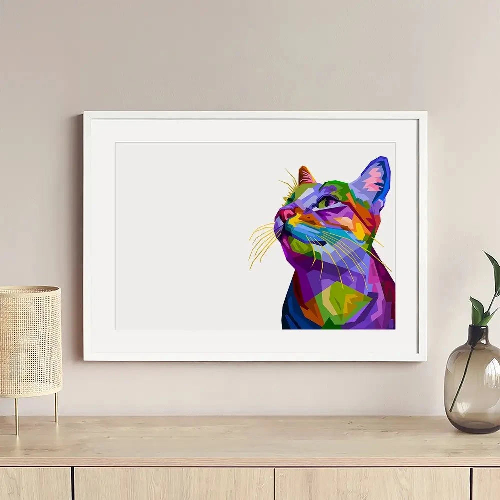 Pop Art Cat Framed Art Print Pop Art Cat Framed Art Print wall art product rainbow zoo / Shutterstock