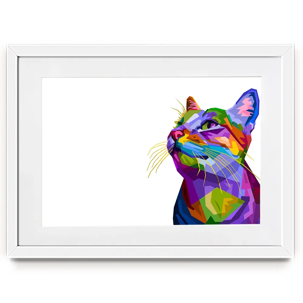 Pop Art Cat Framed Art Print Pop Art Cat Framed Art Print wall art product rainbow zoo / Shutterstock