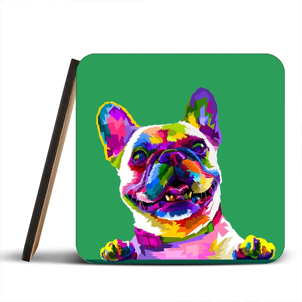 Pop Art Frenchie Coaster Set Pop Art Frenchie Coaster Set wall art product rainbow zoo / Shutterstock
