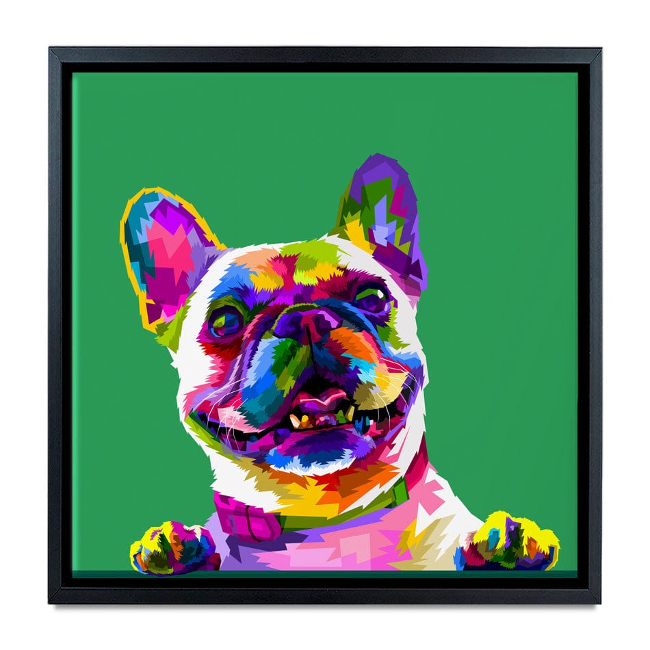 Pop Art Frenchie Square Canvas Print wall art product rainbow zoo / Shutterstock