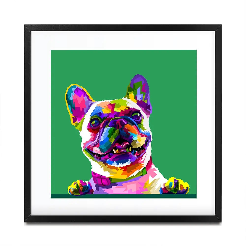 Pop Art Frenchie Square Framed Art Print Pop Art Frenchie Square Framed Art Print wall art product rainbow zoo / Shutterstock