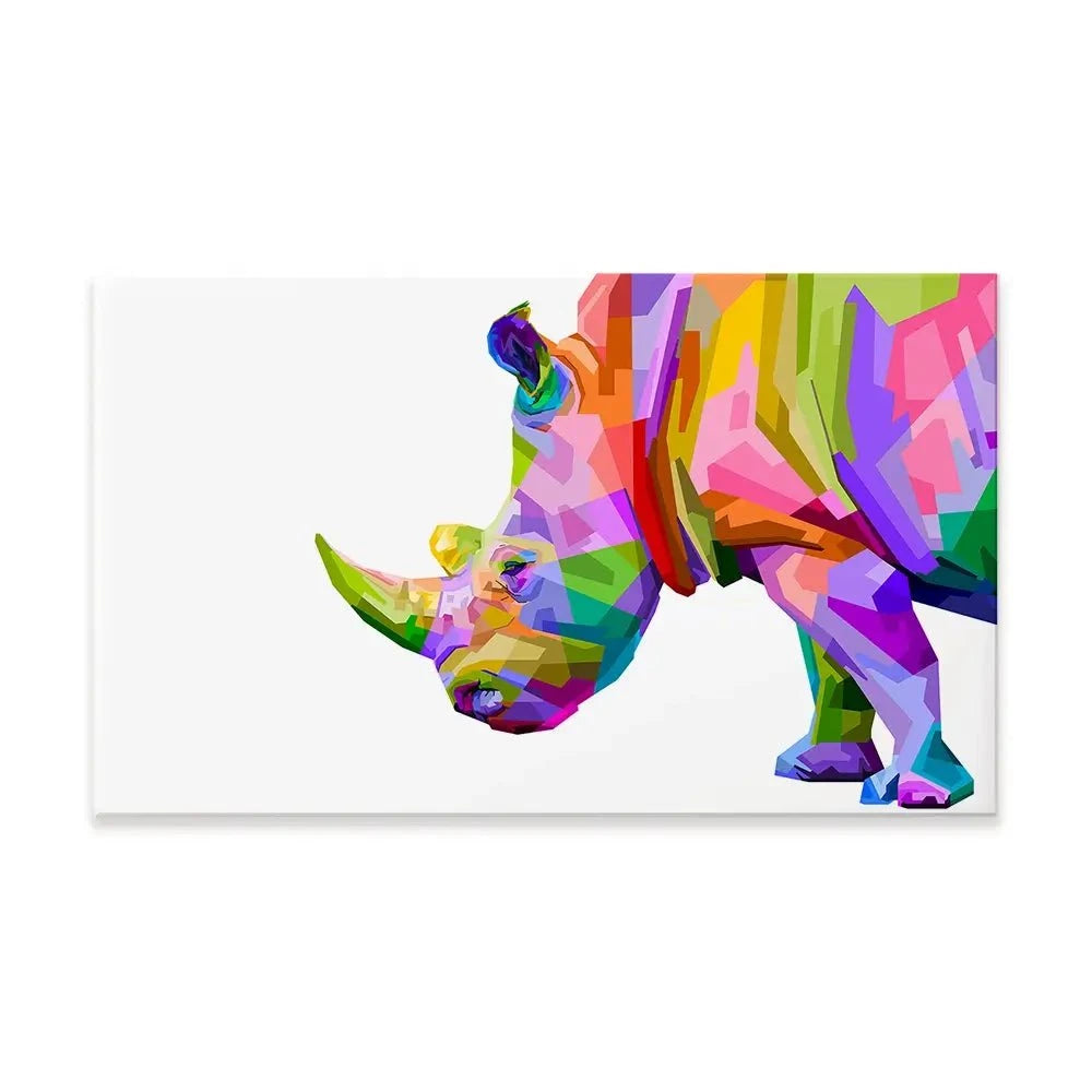 Pop Art Rhinoceros Canvas Print Pop Art Rhinoceros Canvas Print wall art product rainbow zoo / Shutterstock