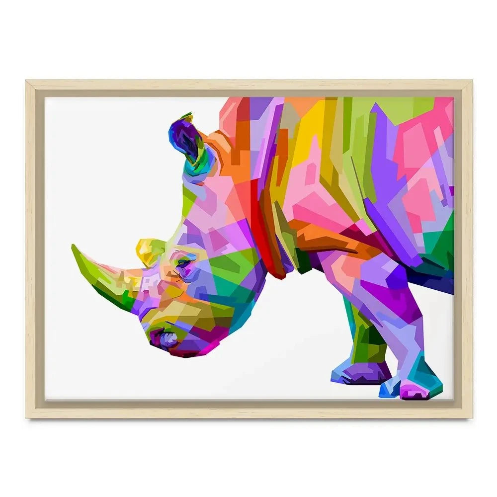 Pop Art Rhinoceros Canvas Print Pop Art Rhinoceros Canvas Print wall art product rainbow zoo / Shutterstock