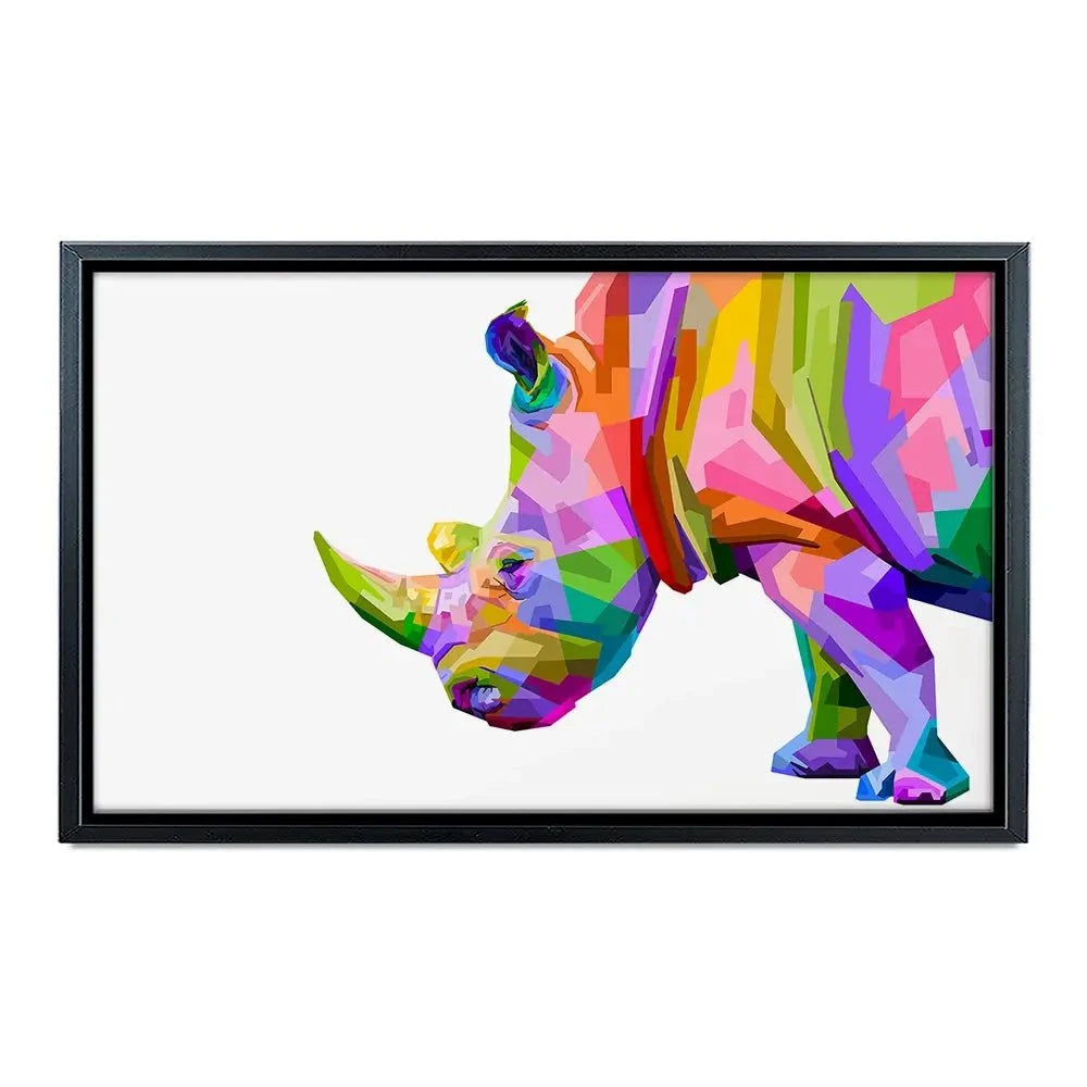 Pop Art Rhinoceros Canvas Print Pop Art Rhinoceros Canvas Print wall art product rainbow zoo / Shutterstock