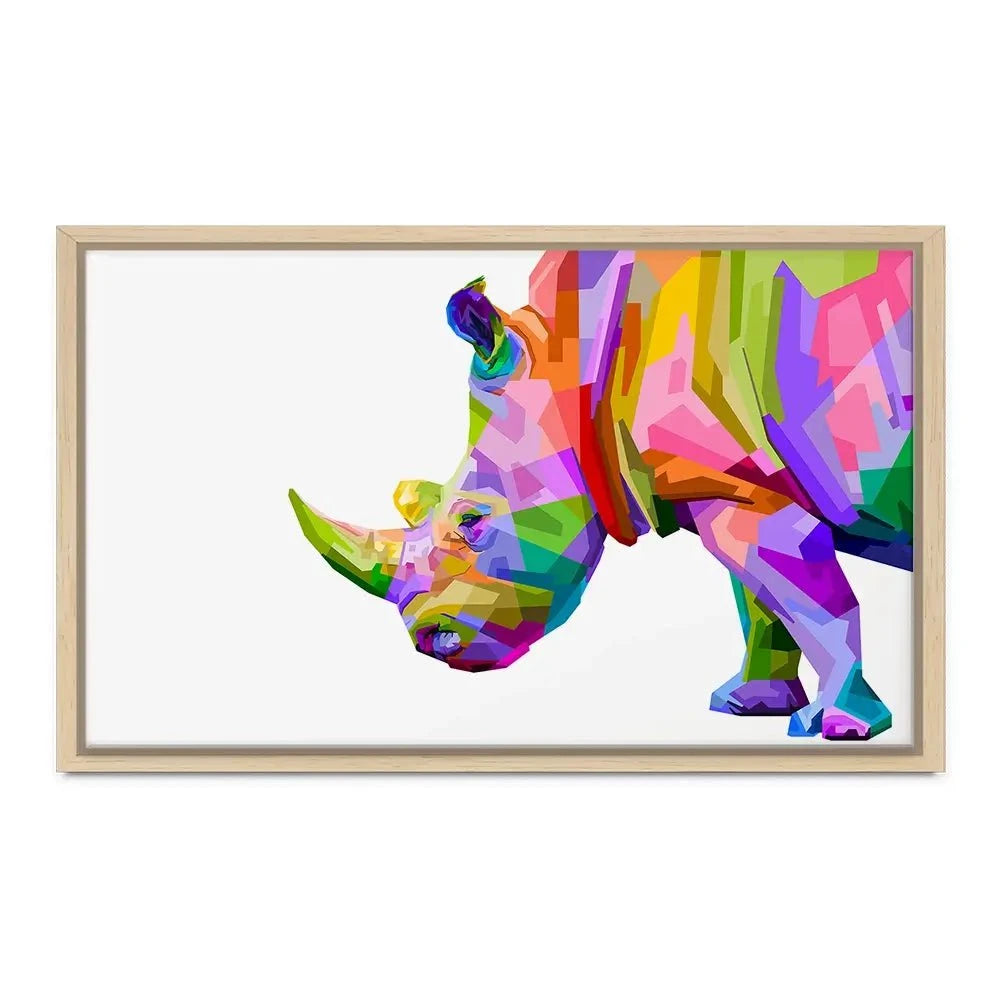 Pop Art Rhinoceros Canvas Print Pop Art Rhinoceros Canvas Print wall art product rainbow zoo / Shutterstock