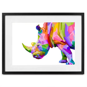 Pop Art Rhinoceros Framed Art Print Pop Art Rhinoceros Framed Art Print wall art product rainbow zoo / Shutterstock