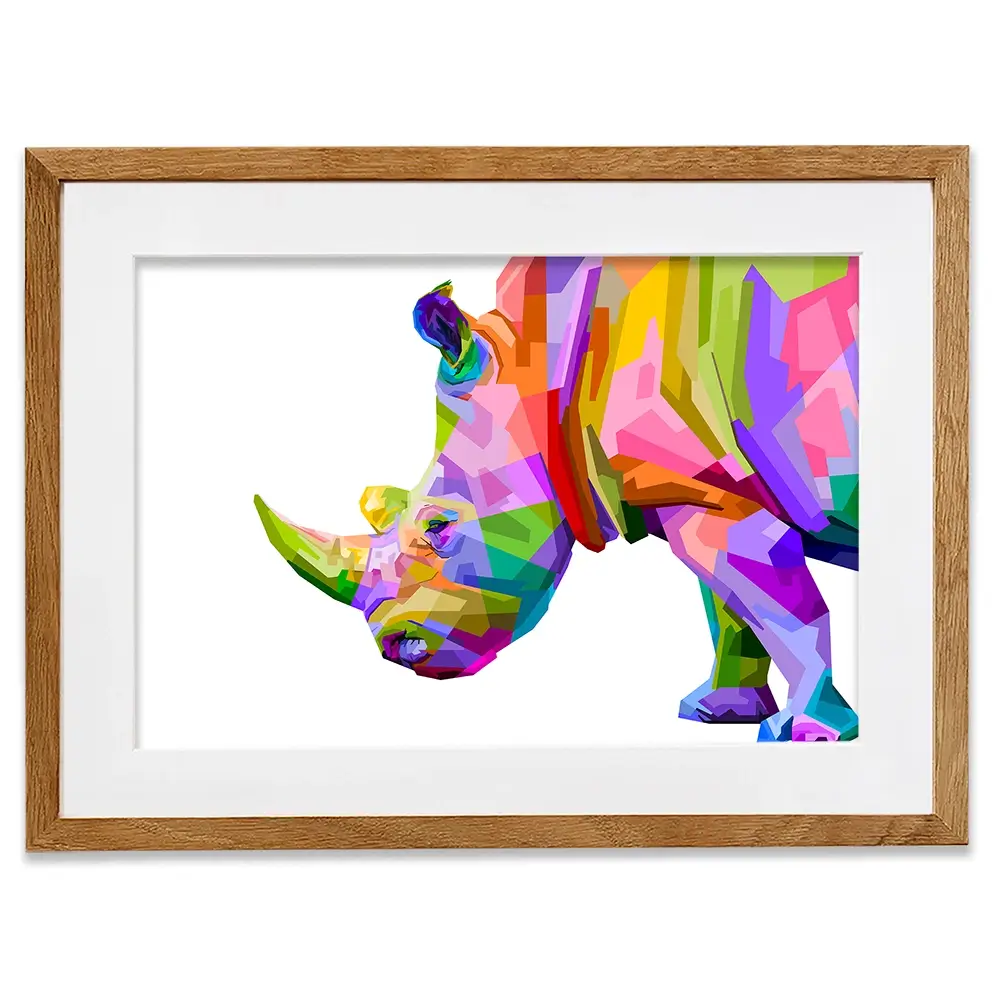 Pop Art Rhinoceros Framed Art Print Pop Art Rhinoceros Framed Art Print wall art product rainbow zoo / Shutterstock