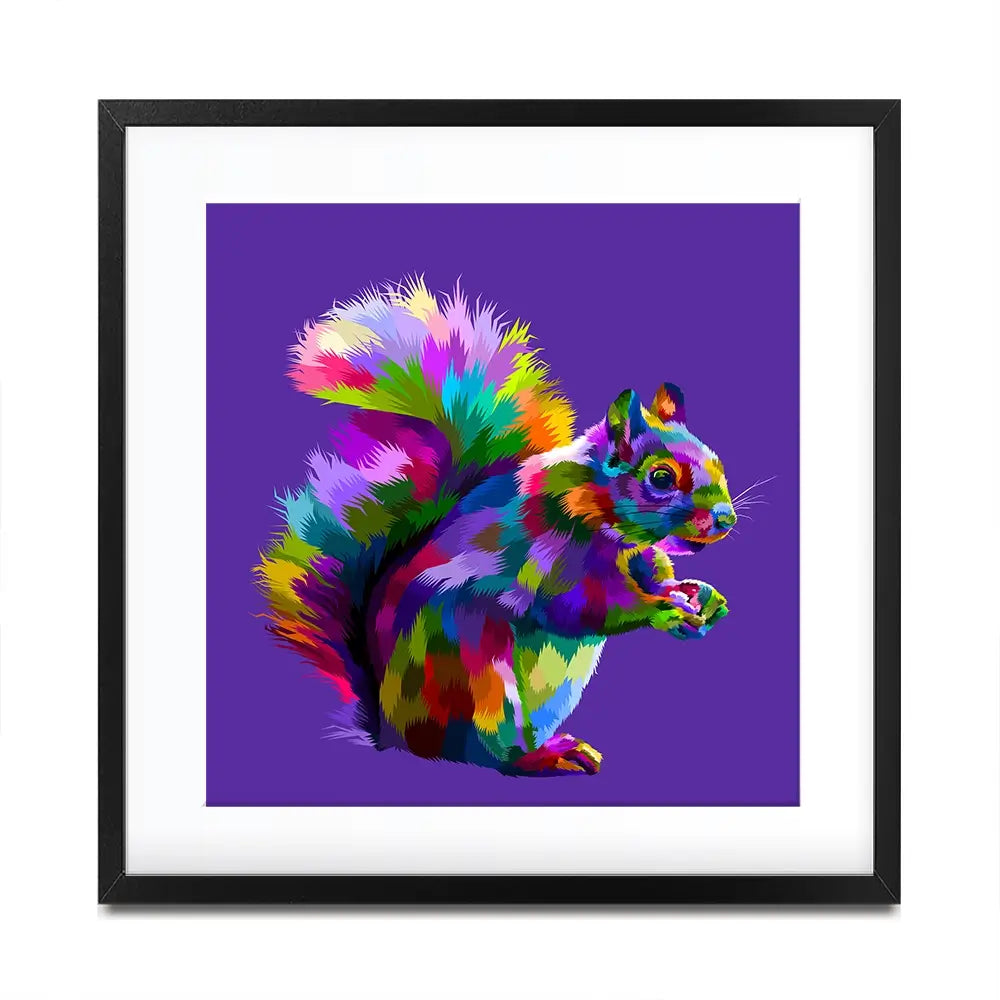 Pop Art Squirrel Square Framed Art Print Pop Art Squirrel Square Framed Art Print wall art product rainbow zoo / Shutterstock