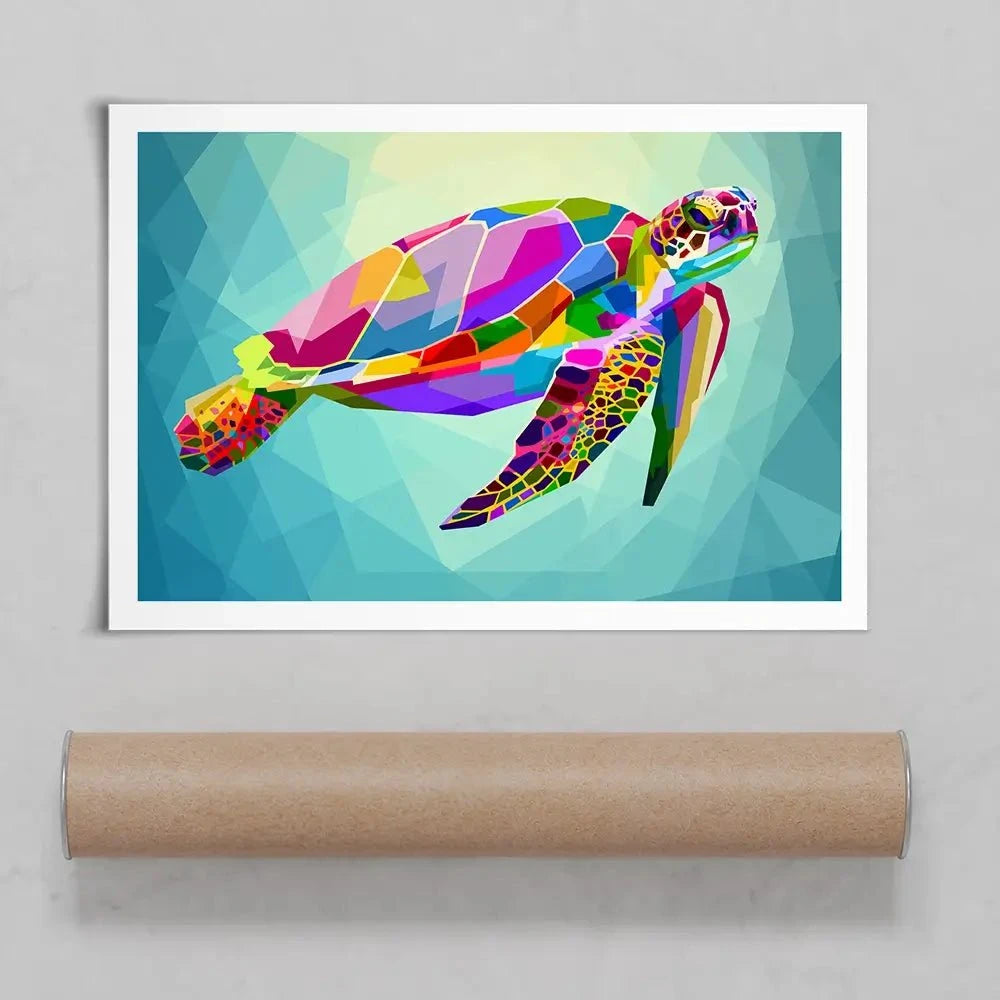 Pop Art Turtle Art Print Pop Art Turtle Art Print wall art product rainbow zoo / Shutterstock