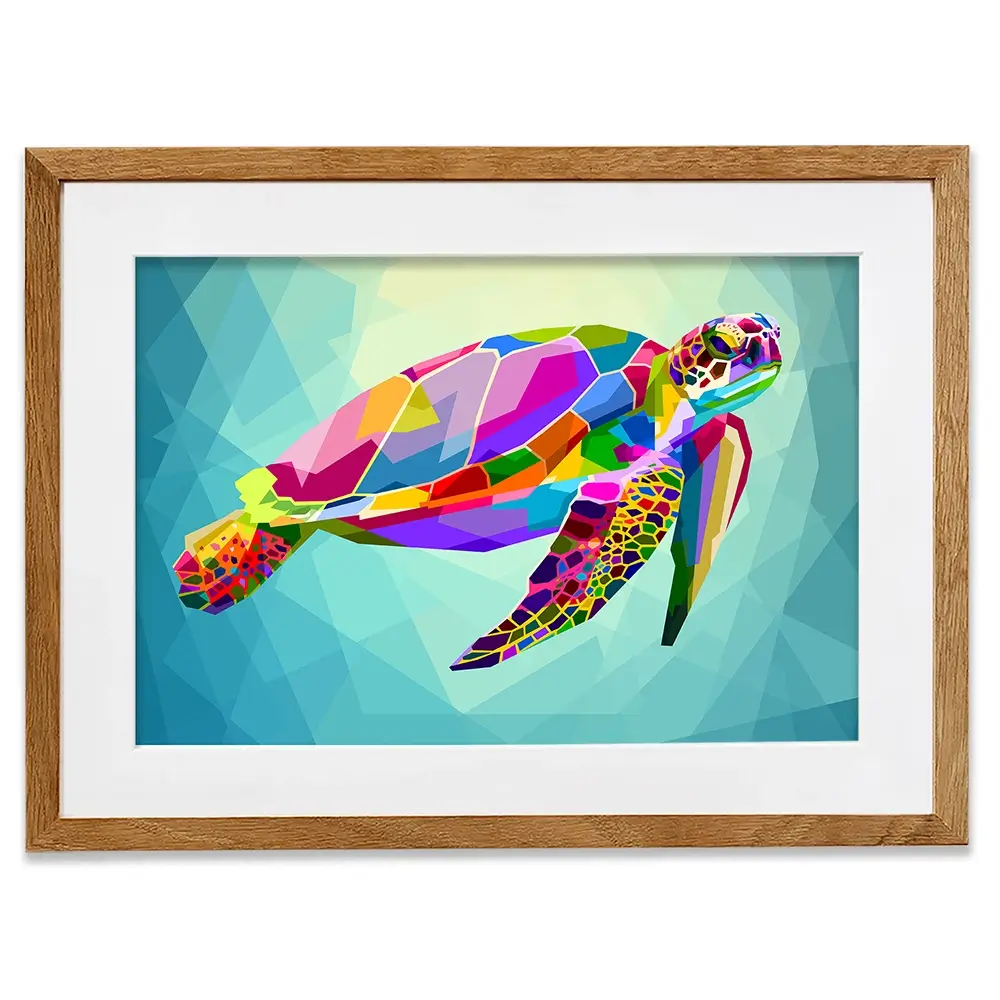 Pop Art Turtle Framed Art Print Pop Art Turtle Framed Art Print wall art product rainbow zoo / Shutterstock