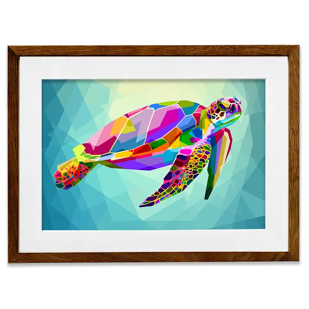 Pop Art Turtle Framed Art Print Pop Art Turtle Framed Art Print wall art product rainbow zoo / Shutterstock