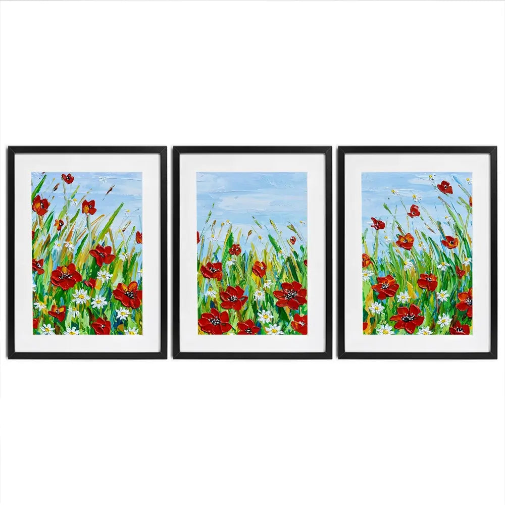 Poppies And Daisies Framed Art Print Trio Poppies And Daisies Framed Art Print Trio wall art product Olga Tkachyk
