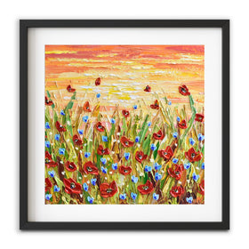 Poppies At Sunset Square Framed Art Print wall art product Olga Tkachyk