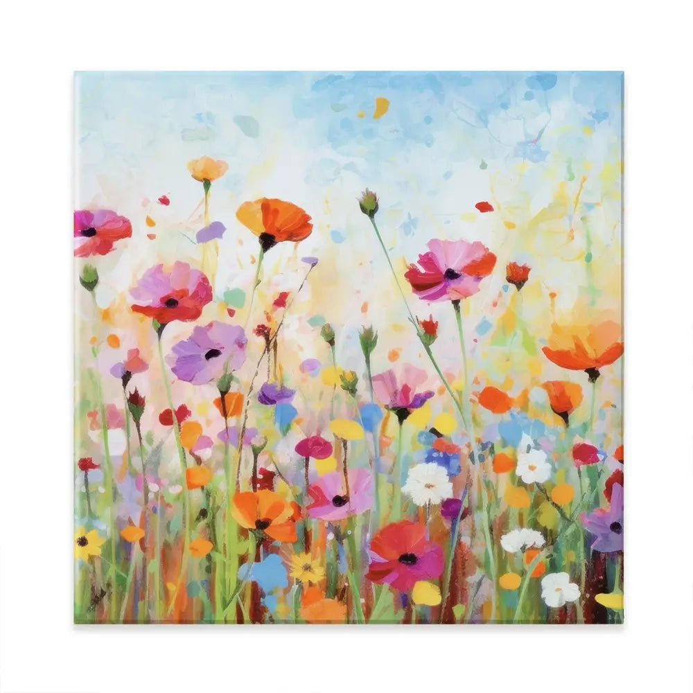 Popping Poppies Square Canvas Print Popping Poppies Square Canvas Print wall art product Art Print Shop