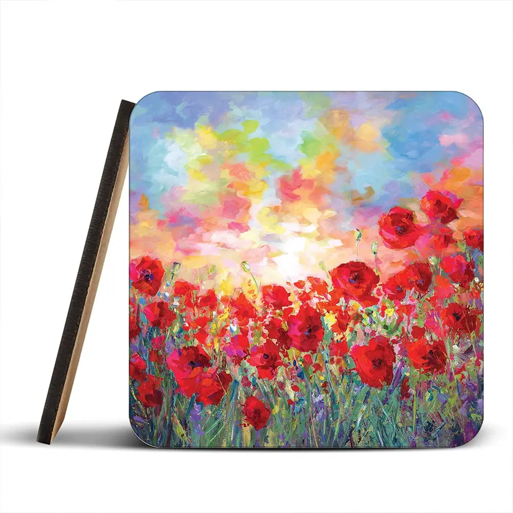 Poppy Flower Field Coaster Set Poppy Flower Field Coaster Set wall art product Leon Devenice