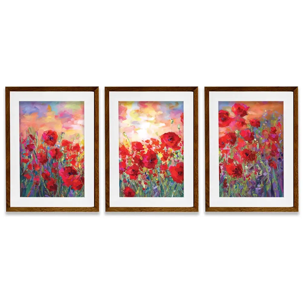 Poppy Flower Field Framed Art Print Trio Poppy Flower Field Framed Art Print Trio wall art product Leon Devenice