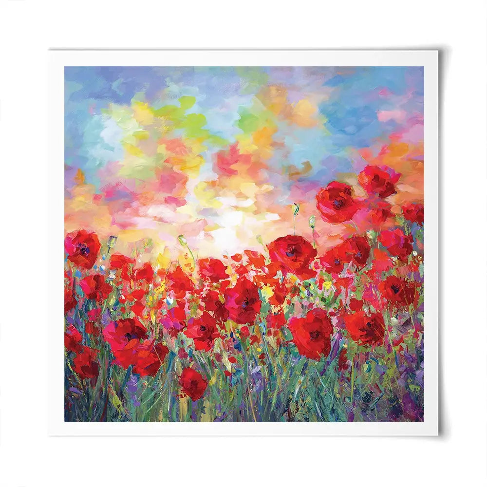 Poppy Flower Field Square Art Print Poppy Flower Field Square Art Print wall art product Leon Devenice