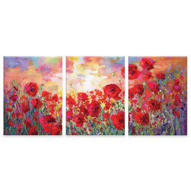 Poppy Flower Field Trio Canvas Print Poppy Flower Field Trio Canvas Print wall art product Leon Devenice