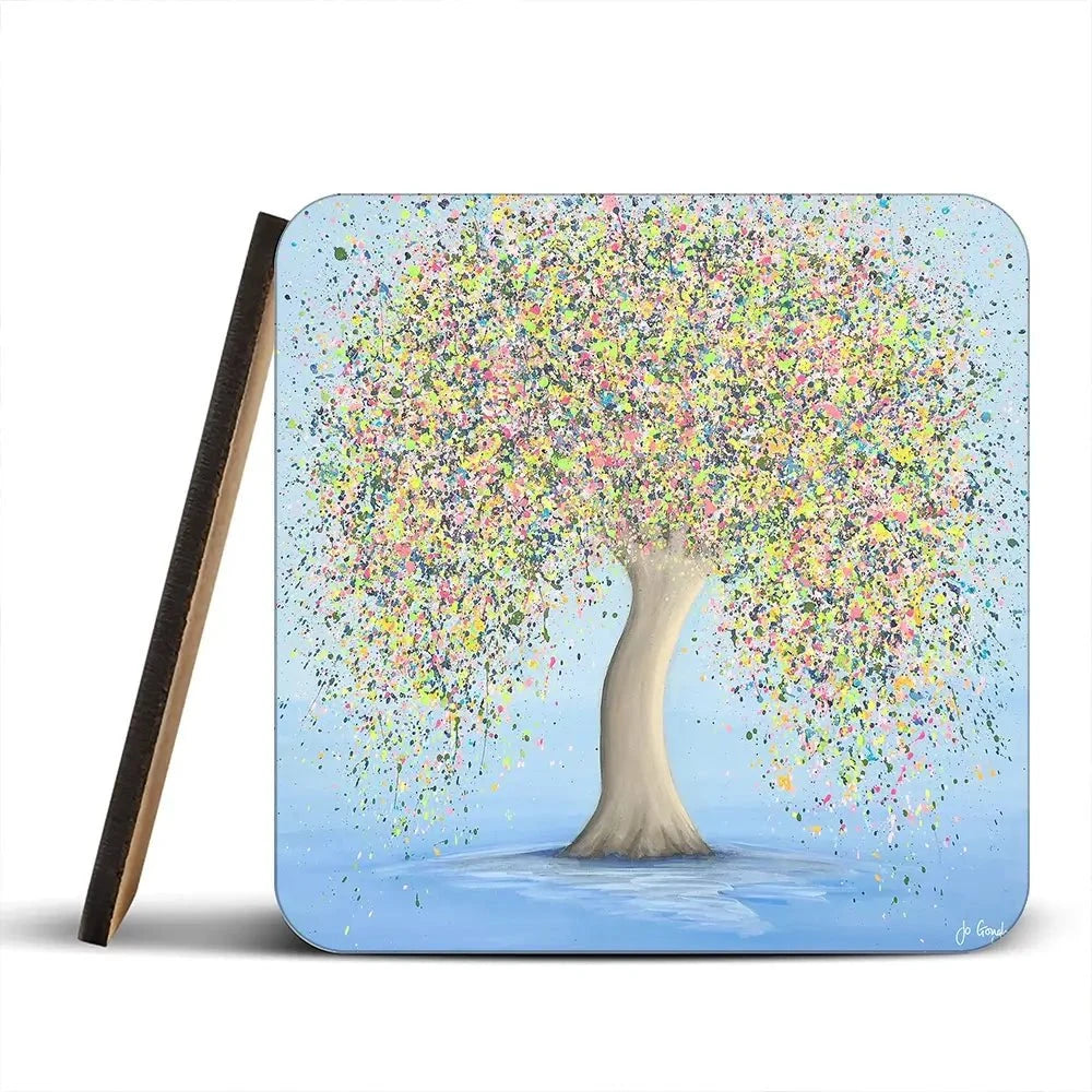 Precious Love Coaster Set Rainbow Soul Tree Coaster Set | Rainbow Soul Tree Art Coasters wall art product Jo Gough
