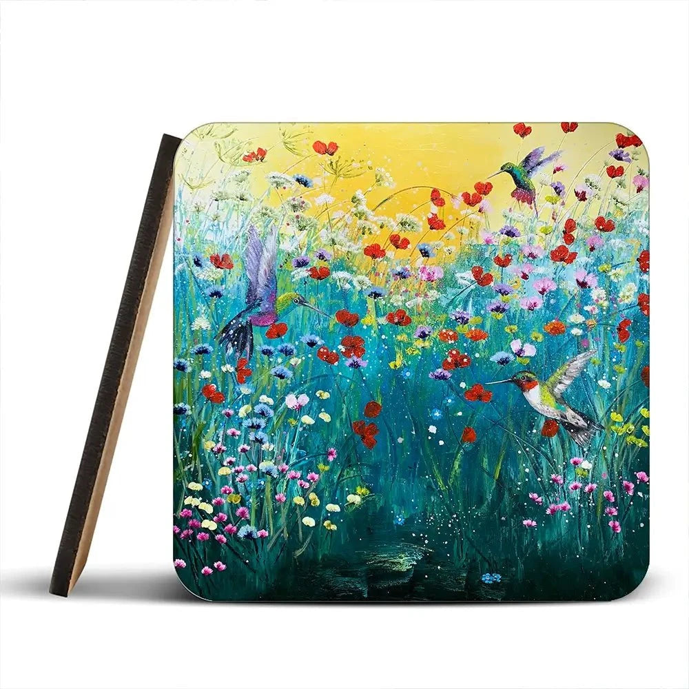 Pretty Birds And Pretty Flowers Coaster Set Pretty Birds And Pretty Flowers Coaster Set wall art product Laure Bury