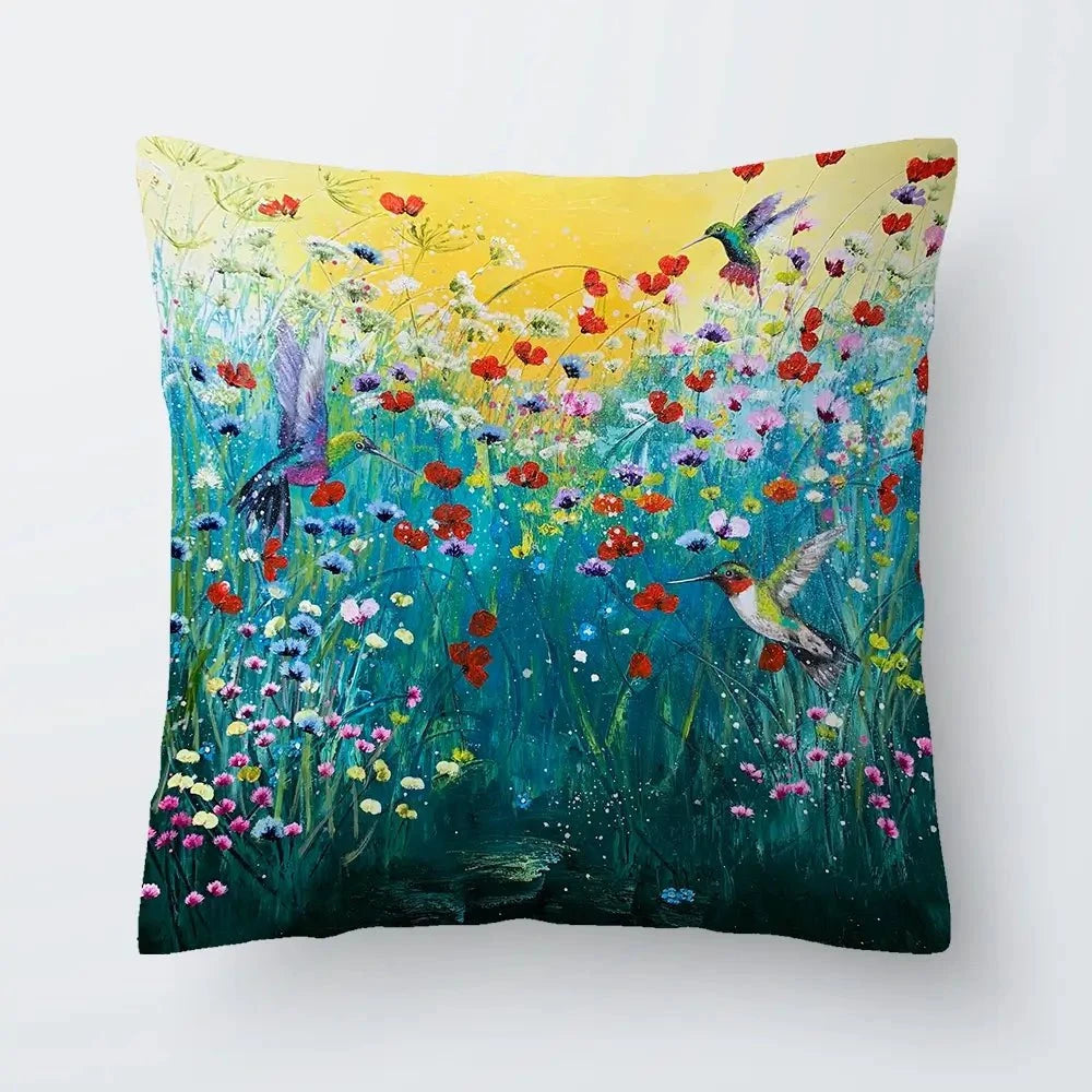 Pretty Birds And Pretty Flowers Cushion Pretty Birds And Pretty Flowers Cushion wall art product Laure Bury