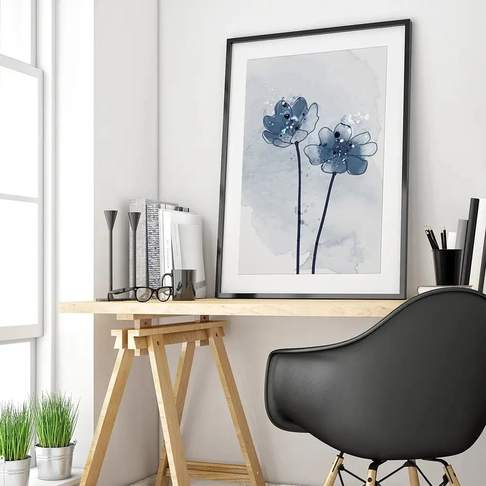 Pretty Blue Flowers Framed Art Print Pretty Blue Flowers Framed Art Print wall art product TWINS DESIGN STUDIO / Shutterstock