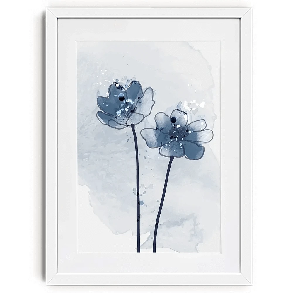 Pretty Blue Flowers Framed Art Print Pretty Blue Flowers Framed Art Print wall art product TWINS DESIGN STUDIO / Shutterstock