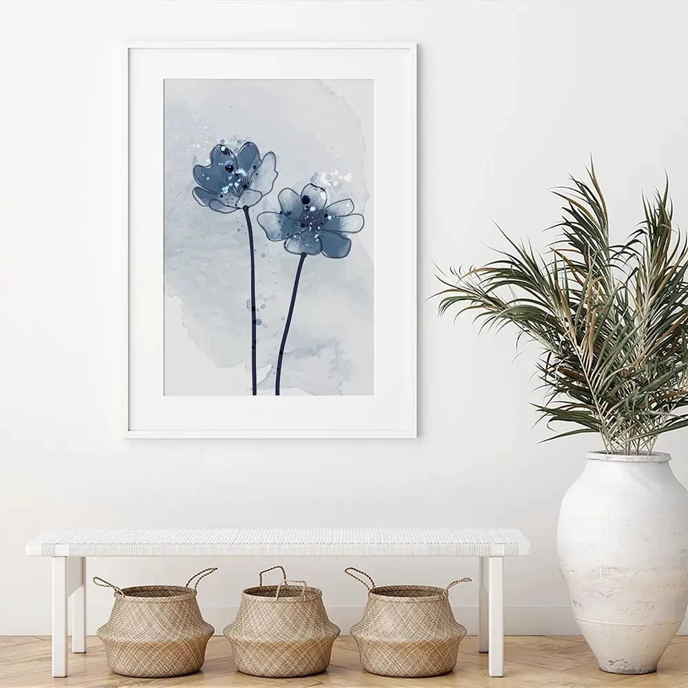 Pretty Blue Flowers Framed Art Print Pretty Blue Flowers Framed Art Print wall art product TWINS DESIGN STUDIO / Shutterstock