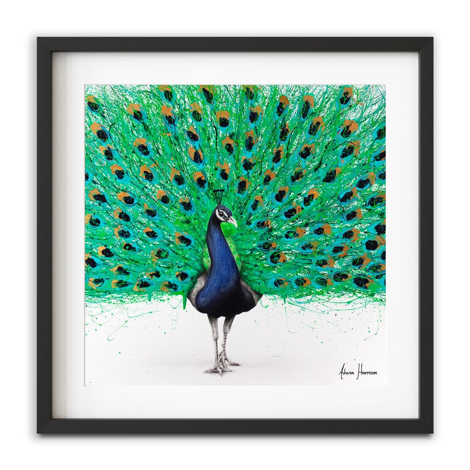 Proud Peacock Square Framed Art Print wall art product Ashvin Harrison