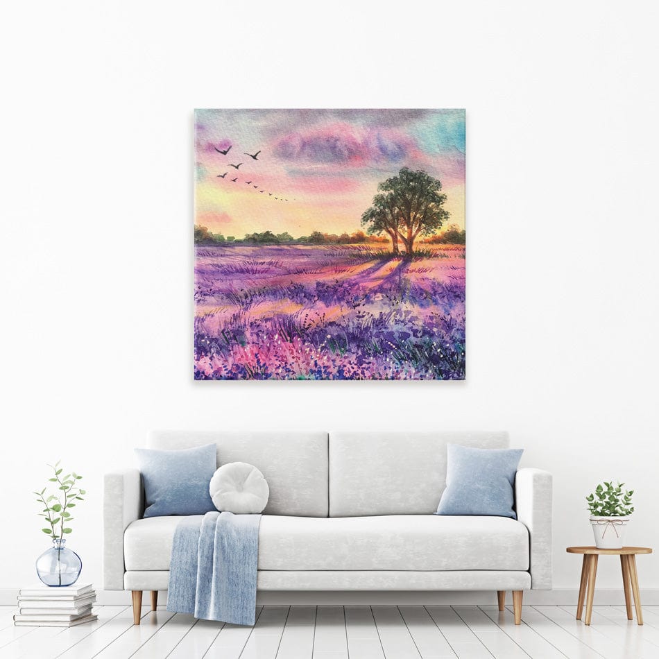 Provence Lavender Field Square Canvas Print